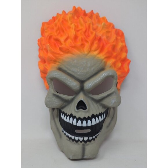 VTG 2004 Marvel Plastic Flaming Skull Ghost Rider Halloween Mask 14" Rare & HTF - Picture 1 of 7